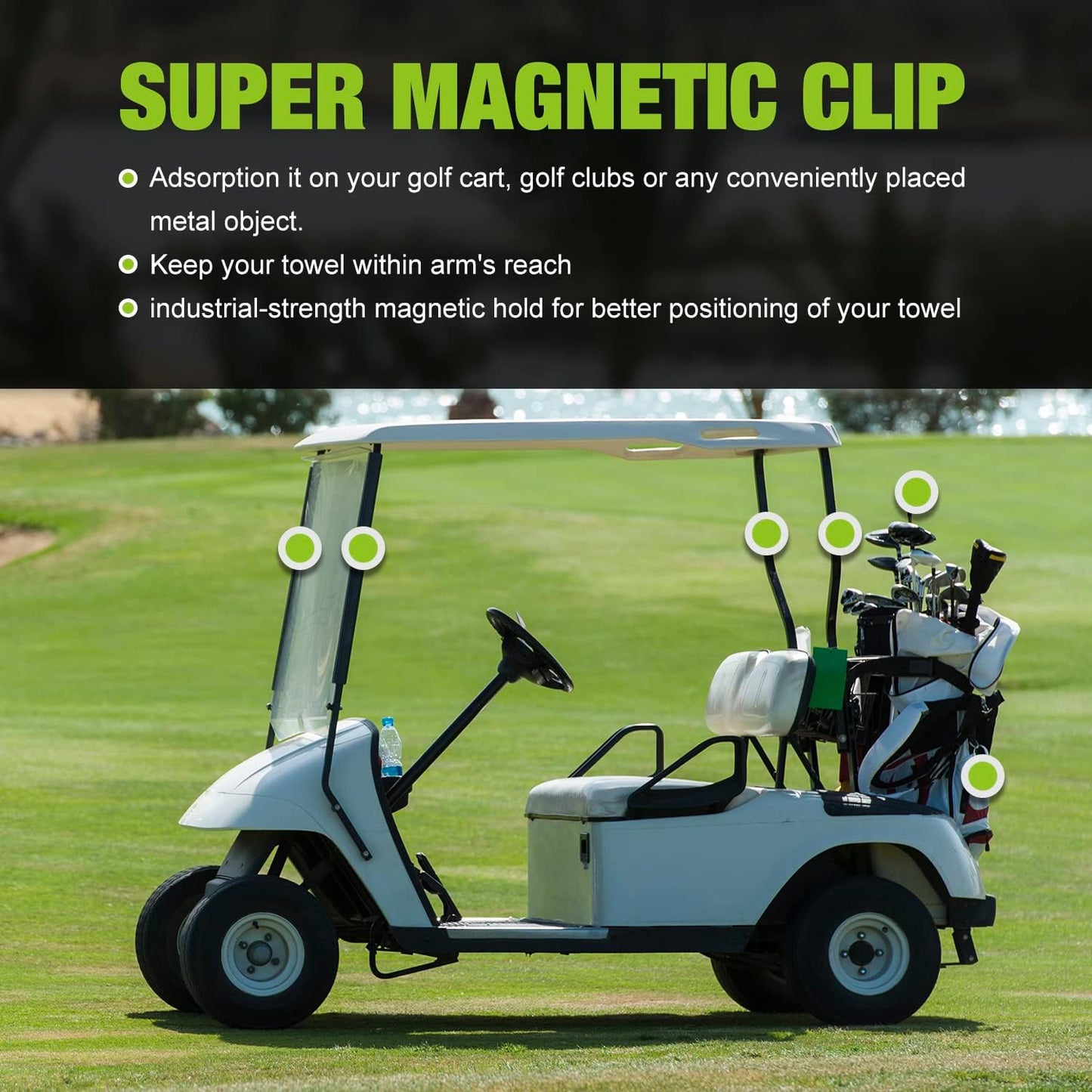 Magnetic Clip for Golf Towel, Magnetic Golf Towel Clip for Golf Cart, Clubs, Golf Hub, Removable Industrial Magnetic Accessories