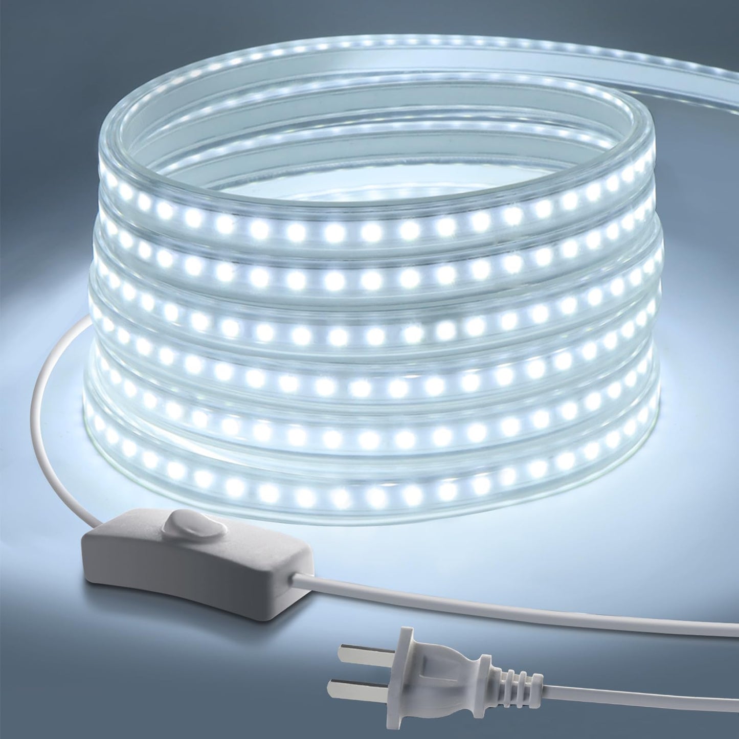 Chnmalitai Outdoor Led Strip Lights Ac110V 65.6Ft/20M Led Light Strip White Ip65 Waterproof 6500K Flexible Led Rope Lights For Patio Backyard Garden Kitchen Lighting(65.6Ft  White)