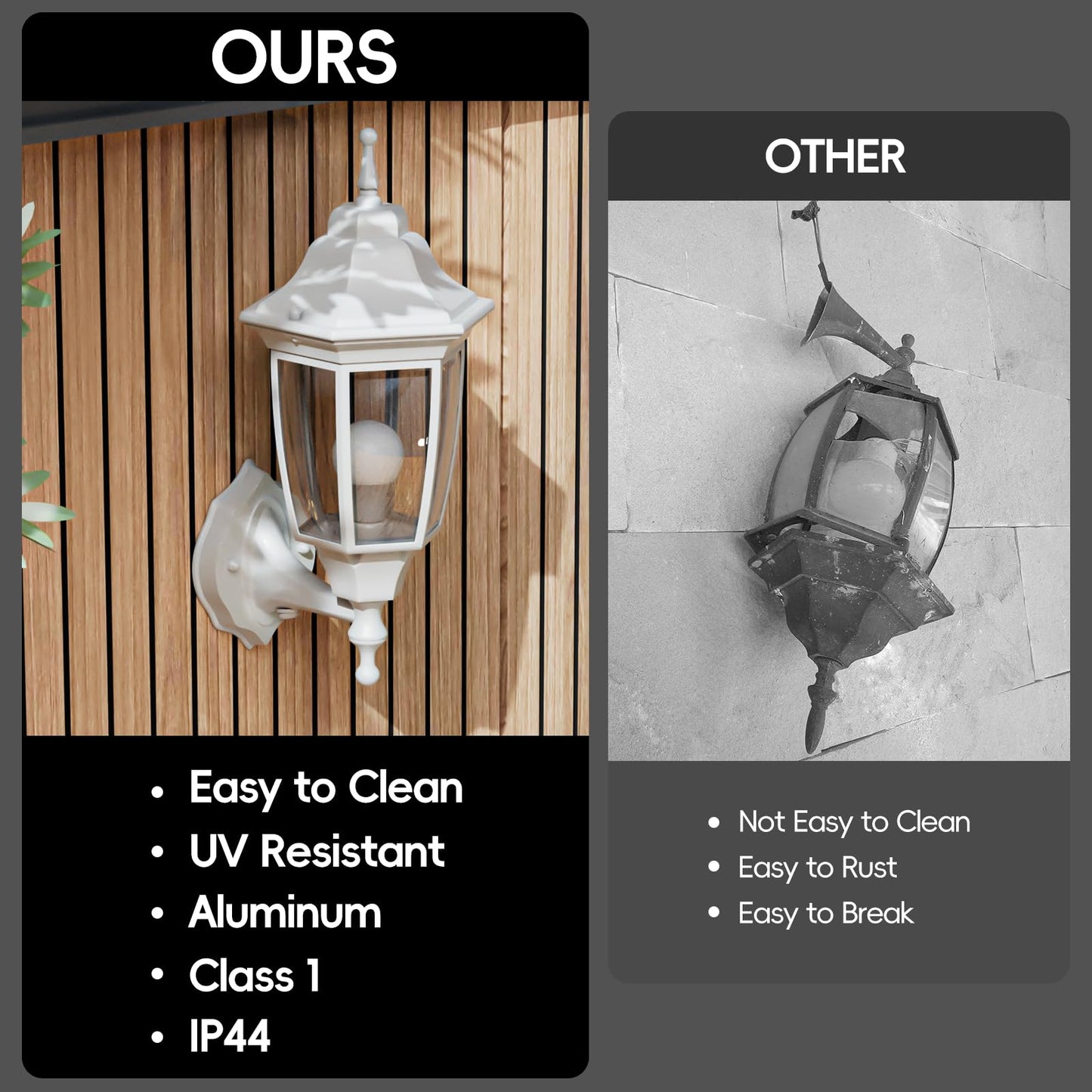 Emart Dusk To Dawn Outdoor Porch Light  Exterior Anti-Corrosion  Waterproof Aluminum & Glass Shades Wall Lamp Fixture  Modern Sconce Lantern For Yard  House  Garage - 1 Pack  White (Bulb Included)