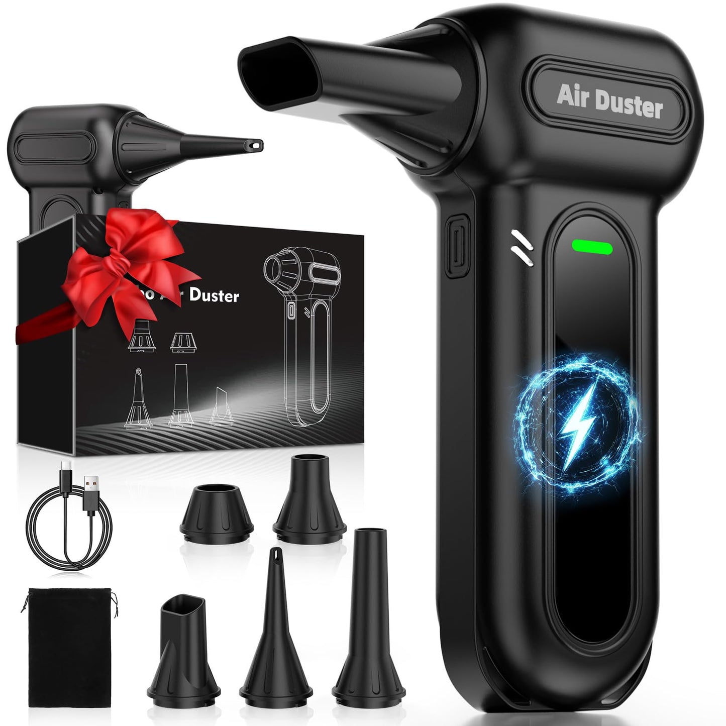 Godboat Compressed Air Broom - 150000RPM Electric Air Dusters for Cleaning, 4-Gear Turbo Blower Fan, Mini Keyboard Cleaner with