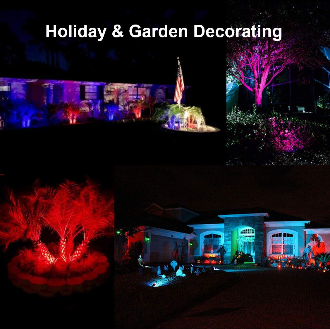 TOVEENEN 10W RGB Color LED Outdoor Landscape Spotlight, Waterproof, Aluminum, Model BG10B, White