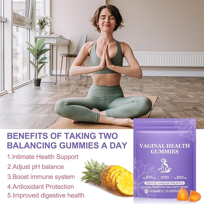 Feminine PH Balance Gummies for Women - Vital Feminine Natural Hawaiian Pineapple Probiotics Gummies for Women’s Health & Wellness - Immune Support - Vegan, Gluten-Free - 30 Servings