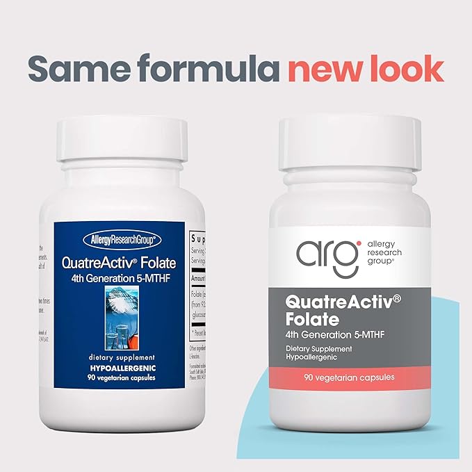 Allergy Research Group QuatreActiv Folate Supplement - Methylfolate, 5-MTHF, Methylation Support, Quatrefolic, Vegetarian Capsules - 90 Count