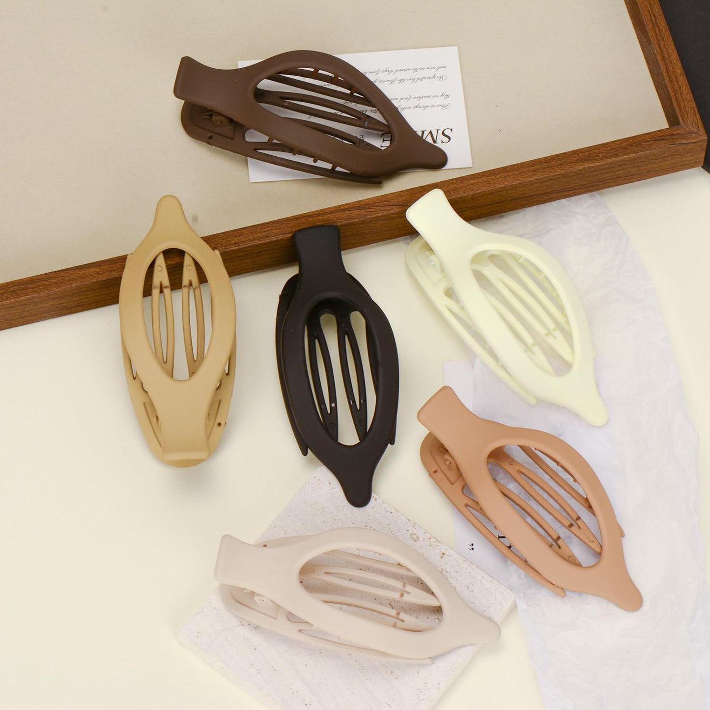 Parcce 6 PCS Matte Hair Claw Clip Accessories, French Concord Flat Lay Down Claw Barrettes for Thick Thin Hair, Strong Hold Nons