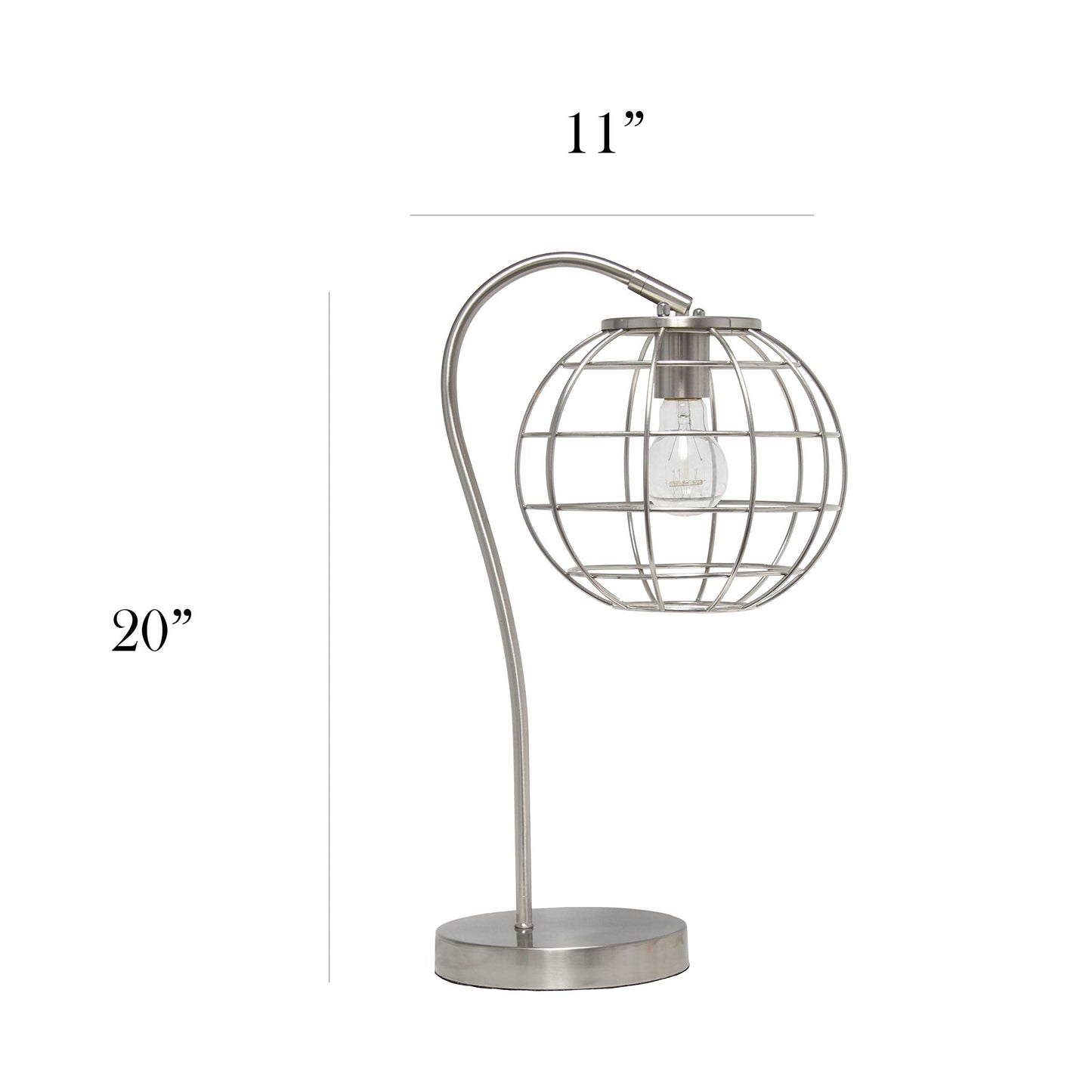 Elegant Designs LT2068-BSN Metal Table Desk Lamp, Brushed Nickel Finish