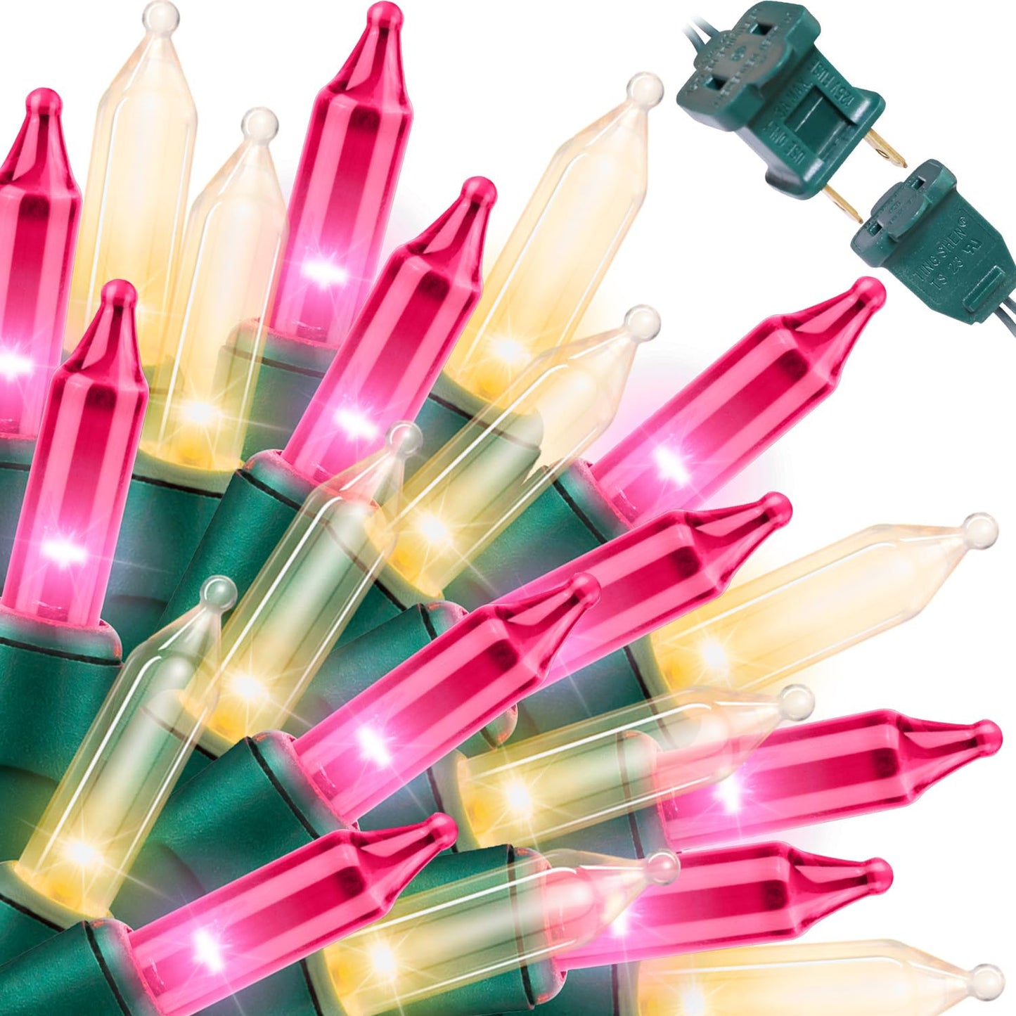 Lamphome Pink Clear Christmas ValentineS String Lights 100 Mini Incandescent Fairy Light Decor 20 Ft Green Wire Indoor & Outdoor Party Patio Bedroom  Xmas Tree Garland Easter Holiday Decoration