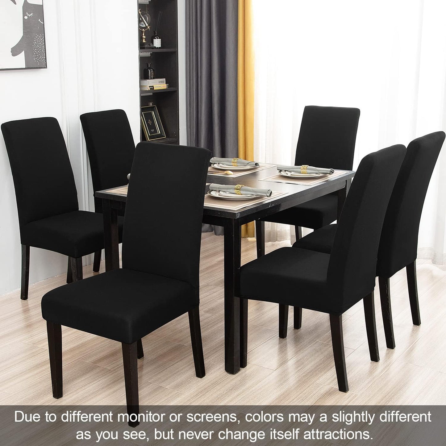 JQinHome 4 Pcs Dining Chair Slipcover, High Stretch Removable Washable Chair Seat Protector Cover for Home Party Hotel Wedding Ceremony