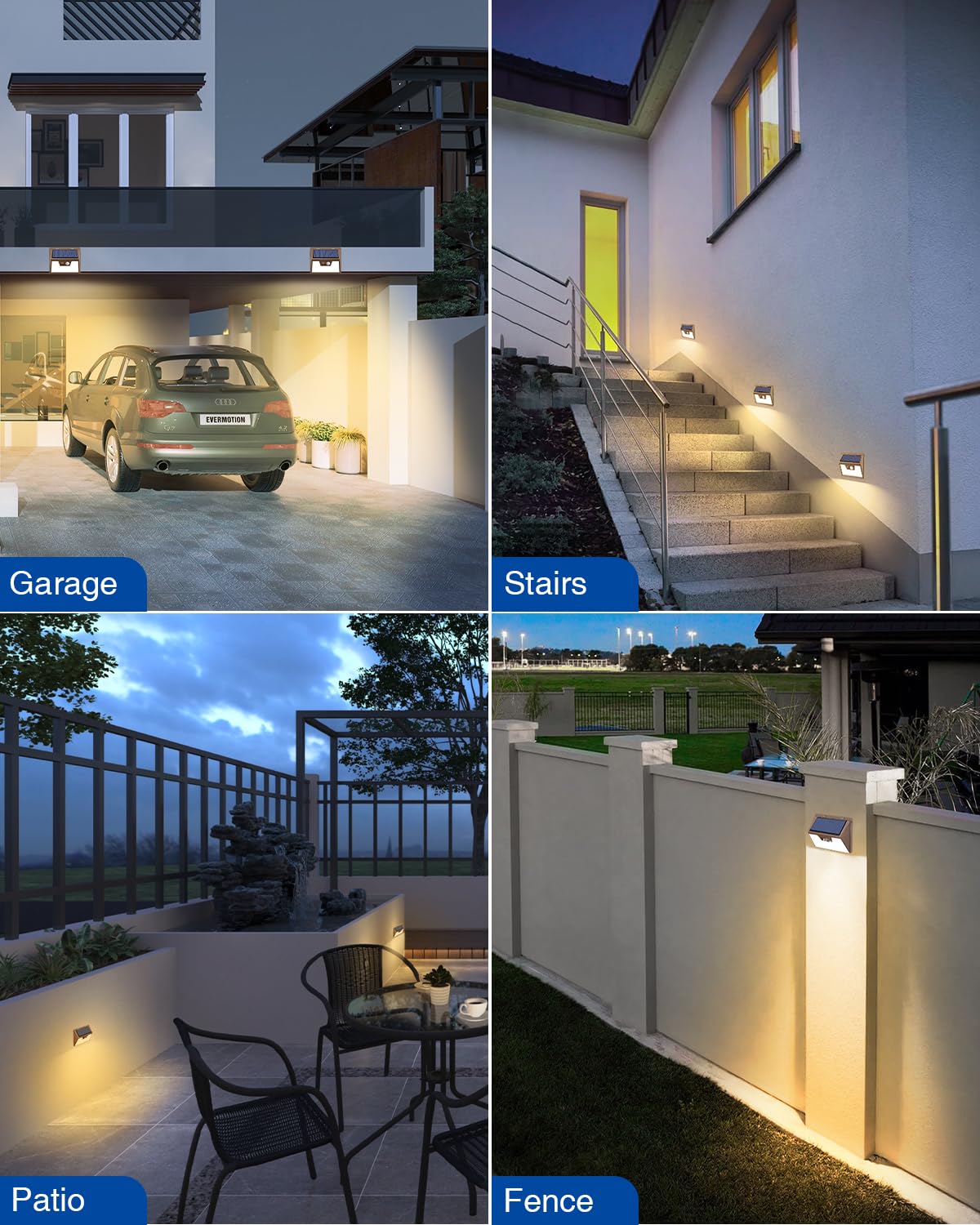 Peasur Solar Lights Outdoor Motion Sensor Waterproof 8 Pack, 140LED, Brown Frame, Plastic, 3 Modes for Garden Yard
