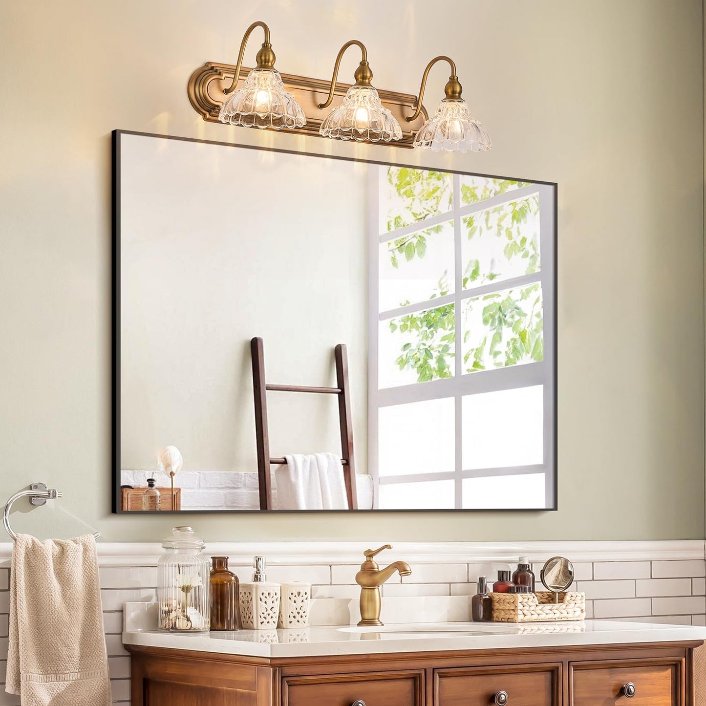 Tlolgt Vintage 3-Light Bathroom Vanity Lighting Fixtures Modern Wall Sconces Brass Glass Retro Vanity Light For Bedroom  Bathroom  Doorway  Farmhouse  Hallway