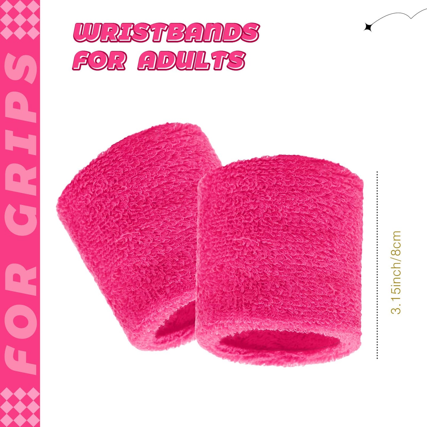 Bememo 24 Pcs Neon Wristbands for Kids End of The Year Student Gifts Bulk Tennis Wrist Sweatbands 80s Neon Youth Basketball Wris