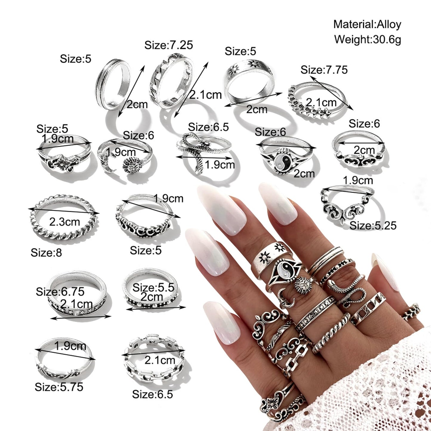 JDRGJTH 27PCS Y2k Jewelry Set Accessories Grunge Knitted Cat Beanie,Fairy Grunge Gloves Gothic Earrings Rings Therian Accessories Set,Grunge Y2K Emo Jewelry Party Costume Accessories Gift for Women