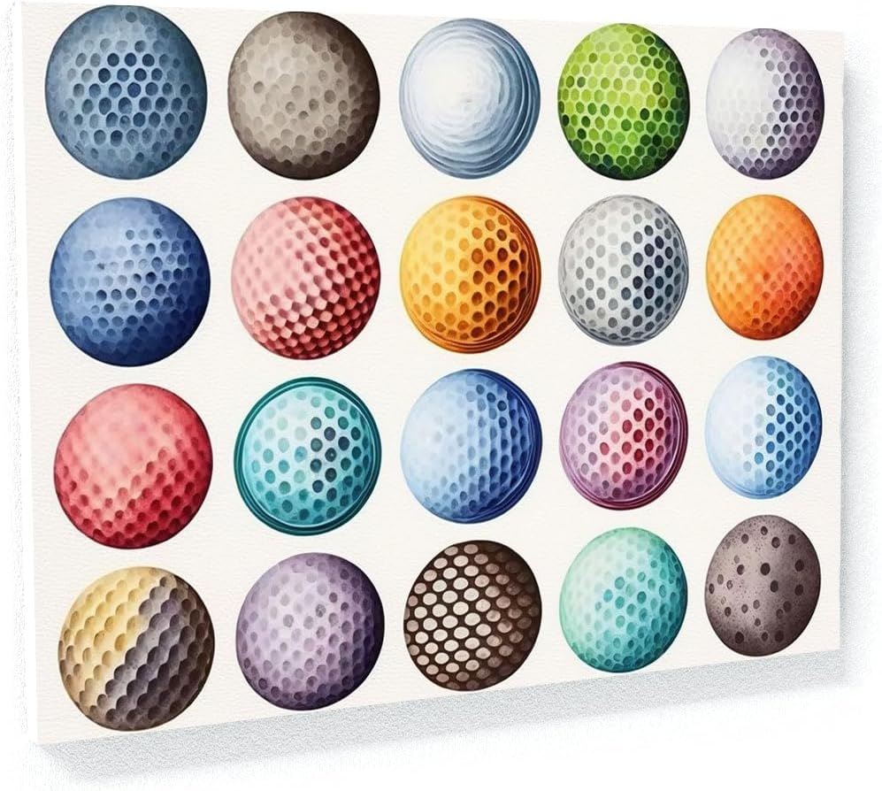 Sense Canvas Golf Ball Watercolor 31 Canvas Art - Home Decor Wall Art Print Poster Painting Large 40x30 / 0.75"