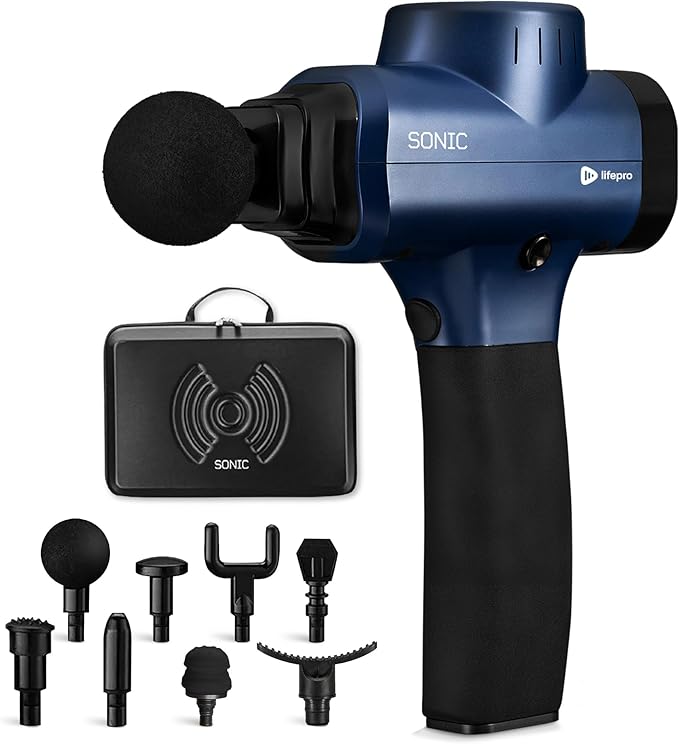 LifePro Sonic Massage Gun Deep Tissue – Quiet Handheld Percussion Massager for Athletes, Pain Relief & Recovery – 8 Heads,...