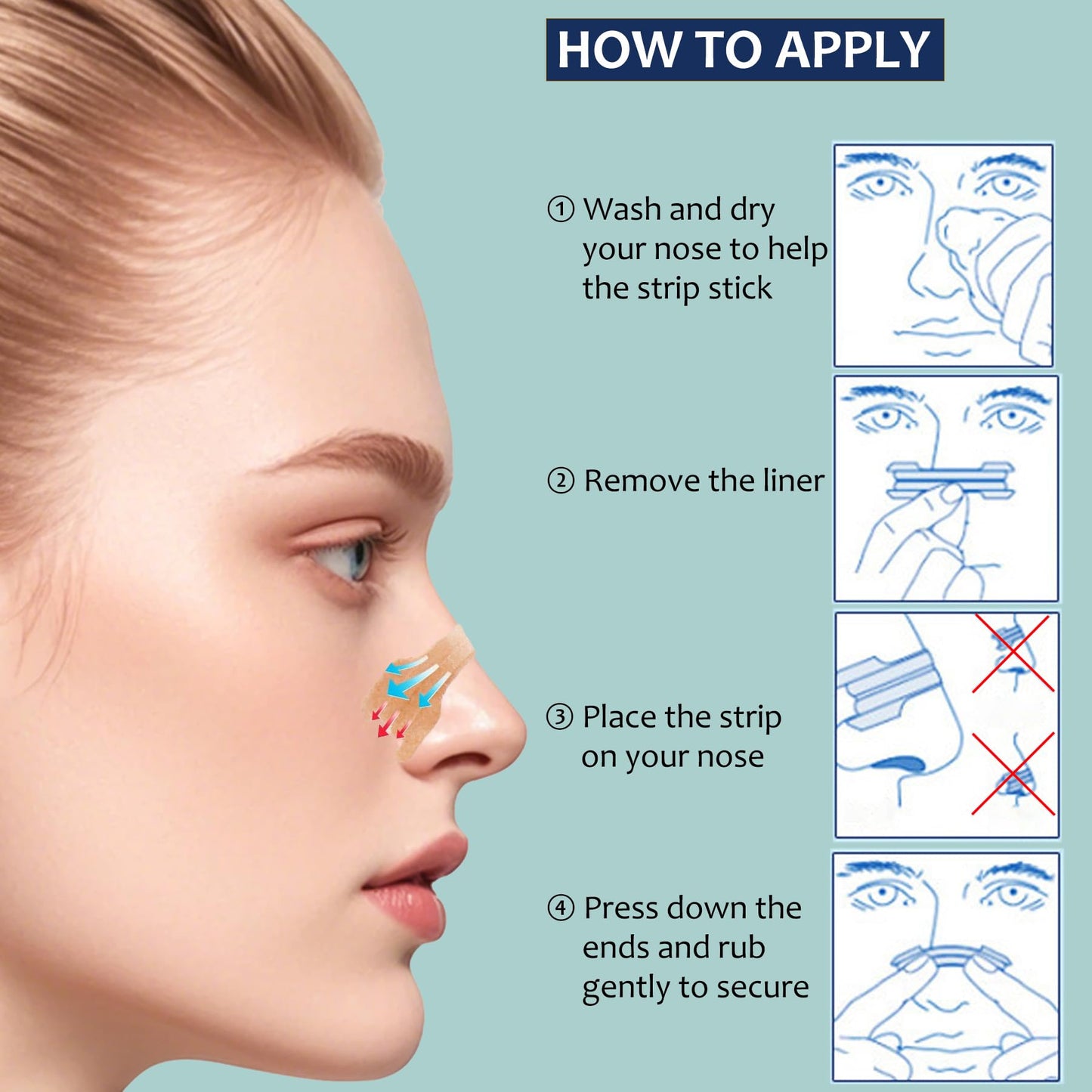 50Pcs Nasal Strips for Snoring, Nose Strips for Breathing, Snoring Aids for Men & Women, Helps Reduce Snoring & Improves Sleep