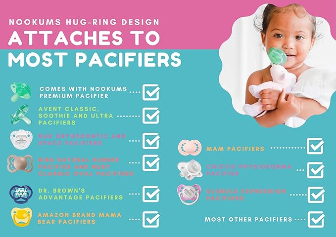 Nookums Paci-Plushies Shakies - Pacifier Holder with Built in Rattle (2 in 1)- Adapts to Name Brand Pacifiers, Suitable for All Ages, Plush Toy Includes Detachable Pacifier (Bentley The Bear)