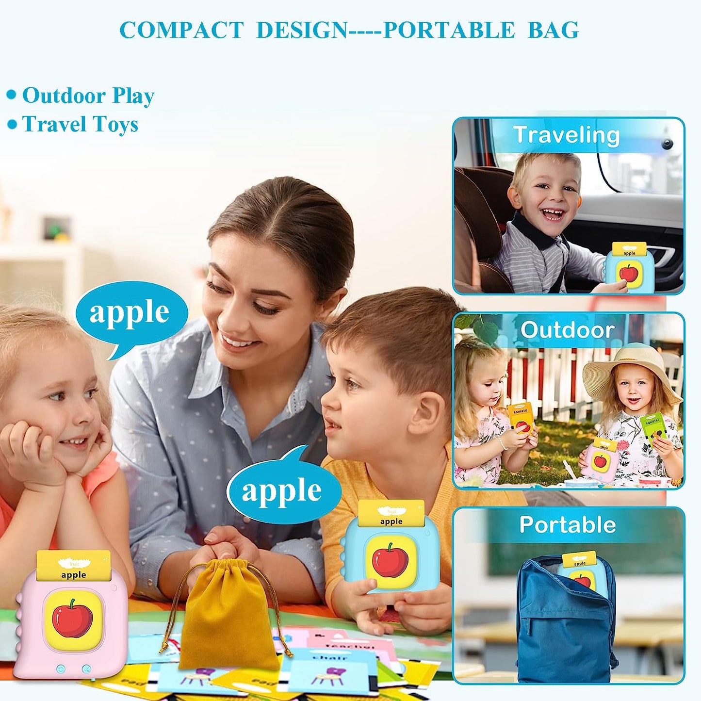 Pocket Speech for Toddlers Toys, 384 Sight Words Talking Flash Cards for Toddlers 1 2 3 4 5 6 Years, Speech Therapy Toys Educational Learning Toy, Sensory Toy for Autistic Children, Birthday Gifts