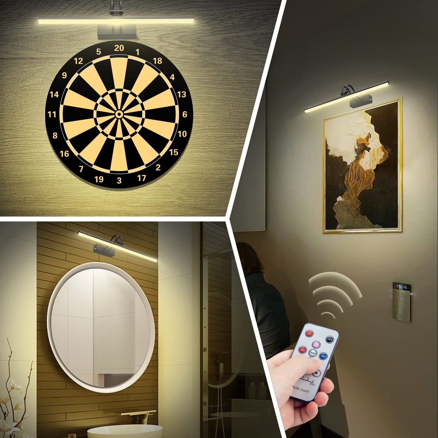 RAIFOOLLY Picture Light, Battery Operated Art Light, 13inch, Metal, Black, Model RF00290