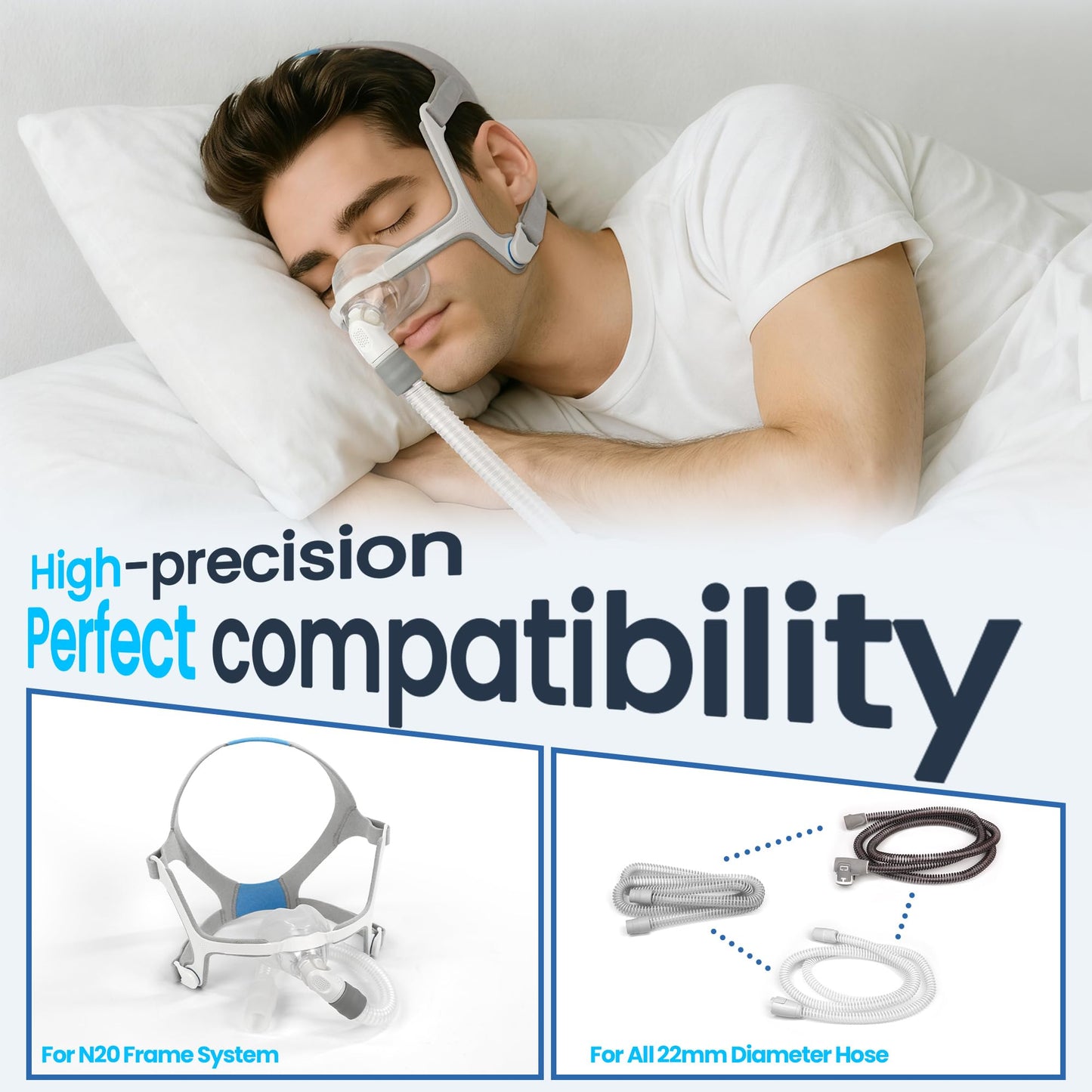 3 Packs Replacement Short Tube for Airfit N20 & Airtouch N20, Features Triple 360° Swivel & Quick-Release Technology for N20 CPAP Mask, Replacement CPAP Hose Tubing with Leak-Free Seal & Smart Quiet