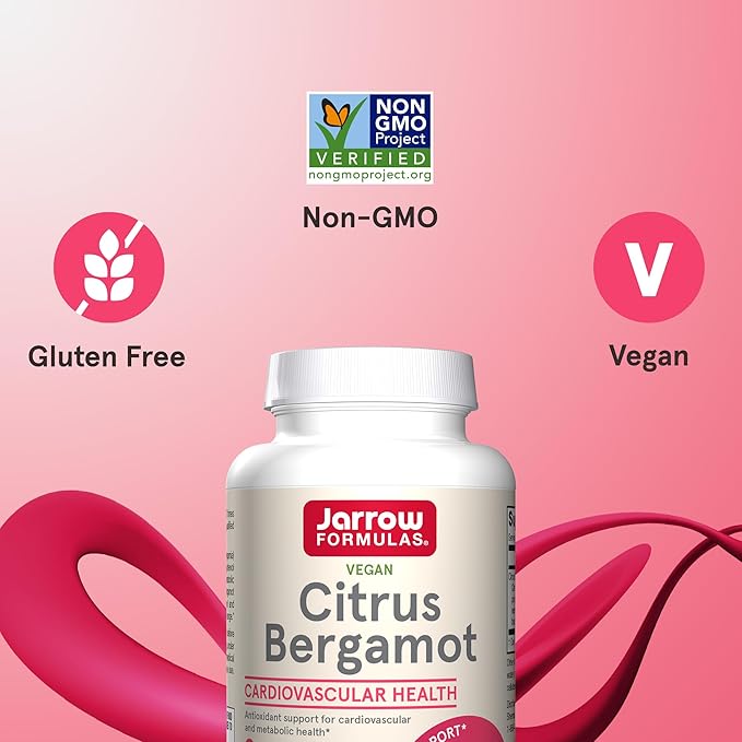 Jarrow Formulas Citrus Bergamot 500 mg - 120 Servings (Veggie Caps) - Antioxidant Support for Cardiovascular & Metabolic Health - Dietary Supplement - Gluten Free - Use with Jarrow Formulas QH-absorb