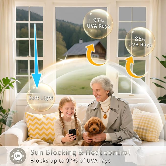 Filmgoo Window Privacy Film One Way Daytime Mirror Tint Treatments UV Heat Control Vinyl Stickers Sun Block Glass Paper Door Covering Reflective 35.4 Inch x 32.8 Feet Black Silver