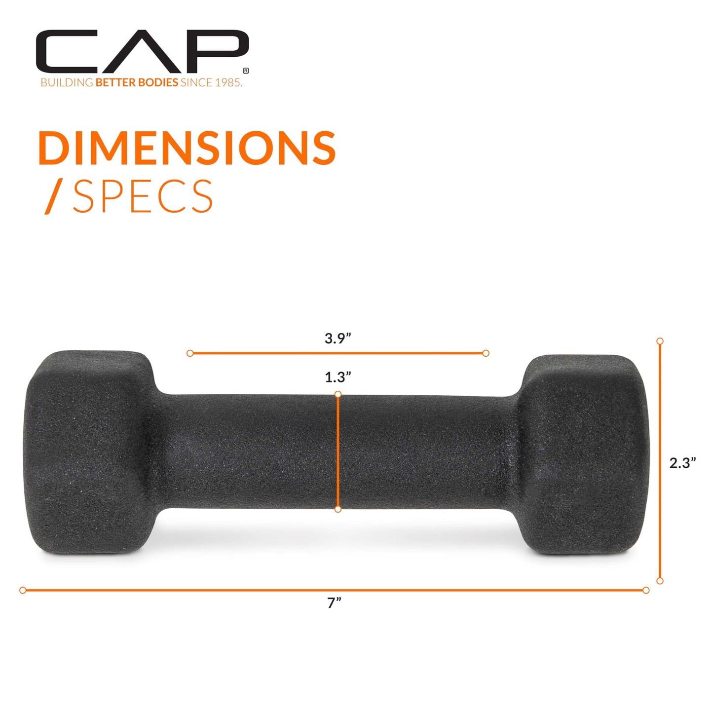 CAP Barbell 4 LB Neoprene Dumbbell Hand Weights - Pair | Black