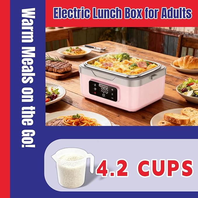 Cordless Lunch Box Warmer,Gift for Men & Women, 10000mAh Heated Food Container, 3 Modes, 1L/1.5L, Ideal for Work, Travel