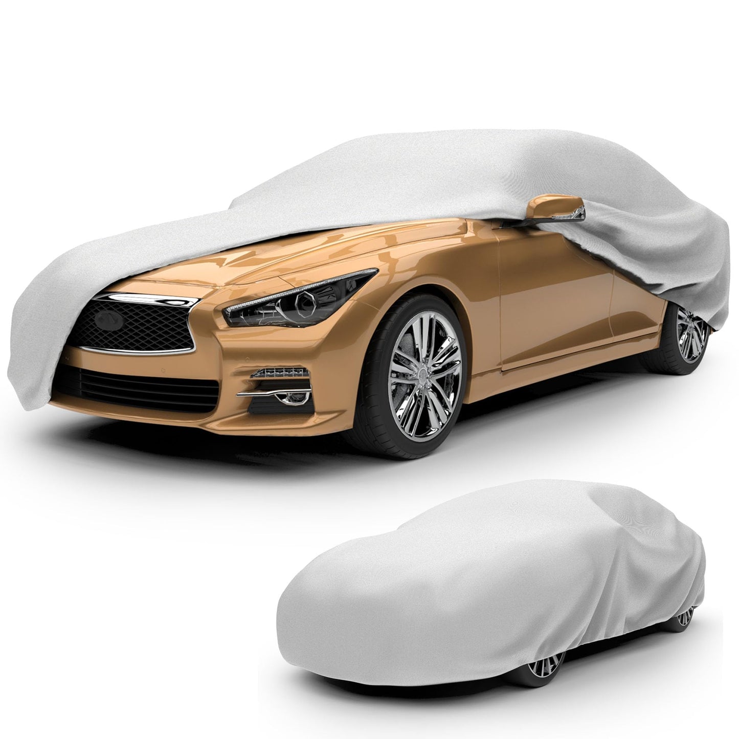 Budge Lite Car Cover, Indoor Protection, Breathable Dustproof Cover, Fits Full-Size Sedans up to 228 Inches, Gray, Size 4