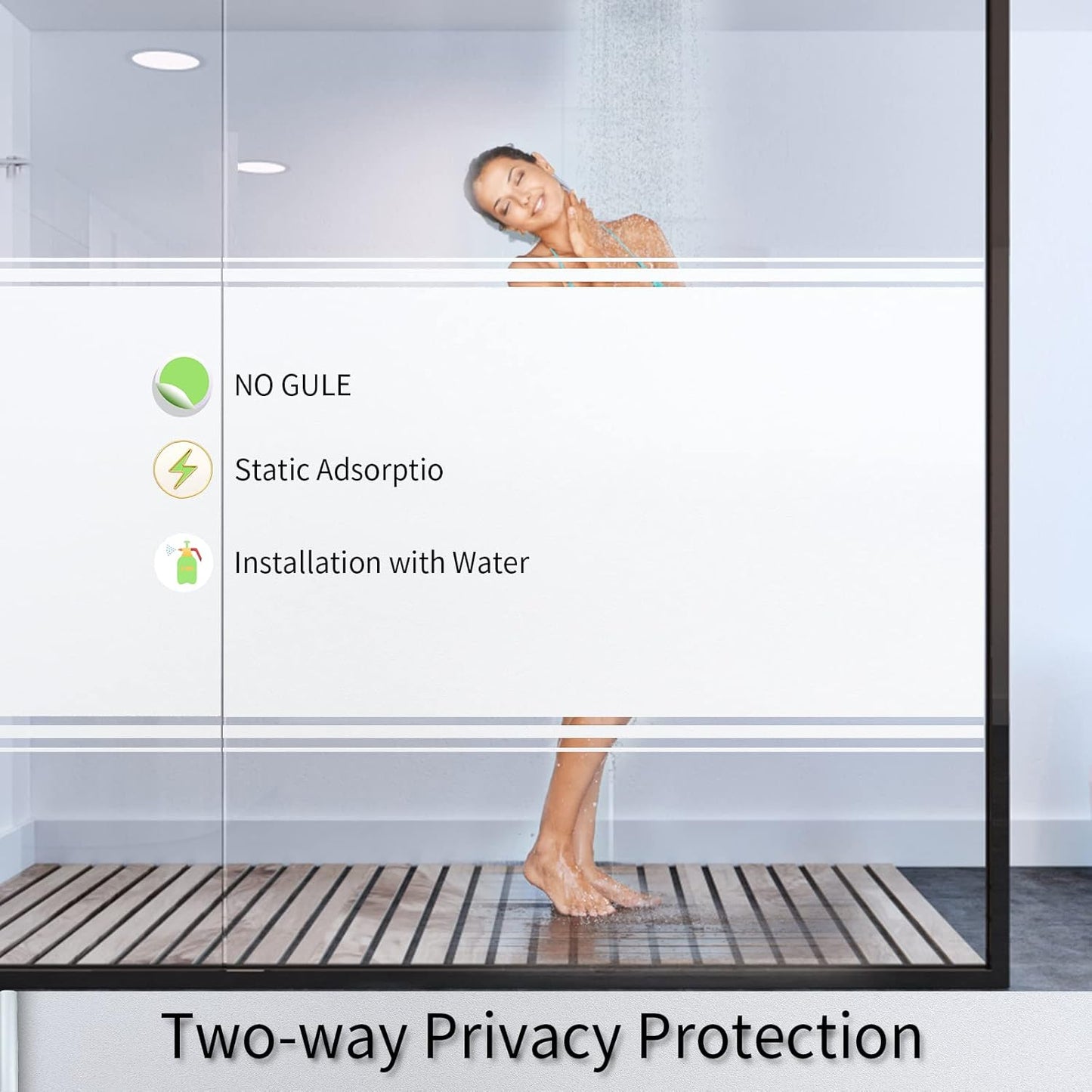 Frosted Glass Window Film with Tools,Reusable Window Privacy Film,Static Clings Window Film Kit for Home Bathroom and Office. (White, 35.4Inch×196.9Inch)