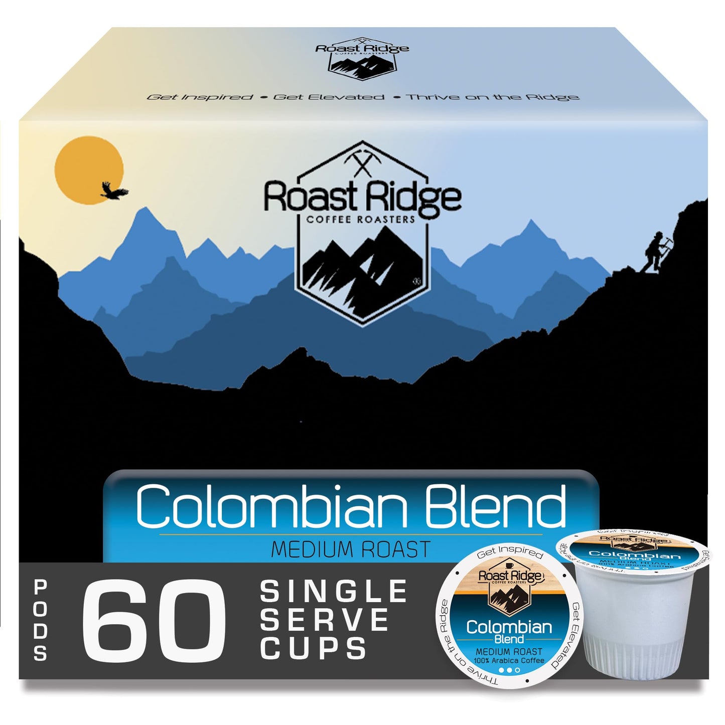 Roast Ridge Single Serve Coffee Pods for Keurig K-Cup malt-inspired  Colombian Blend  Medium Roast  60 Count