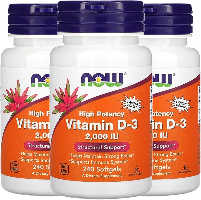 Now Foods Now Foods Vitamin D-3, 50 mcg (2,000 IU), 240 Softgels, 3 Pack