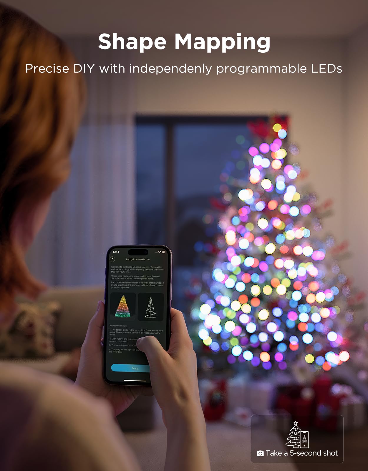 Govee Christmas Sparkle String Lights 99ft, RGBWIC String Lights with 375 Bullet-Head LEDs, App-Controlled, 140+ Scene Modes, Shape Mapping, Music Sync, Works with Alexa, Indoor Holiday Decorations