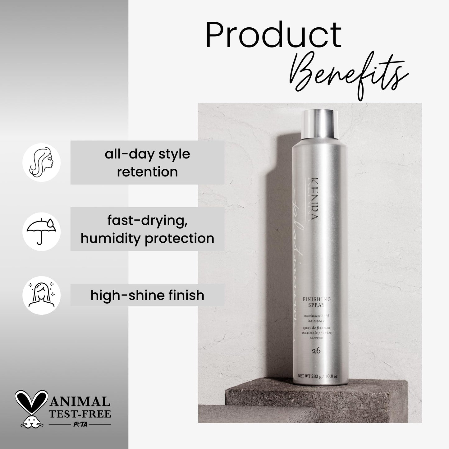 Kenra Platinum Finishing Spray 26 50% | Maximum Hold Hairspray | Fast-drying, Non-Flaking, Non-Drying | Humidity-Resistant |All-