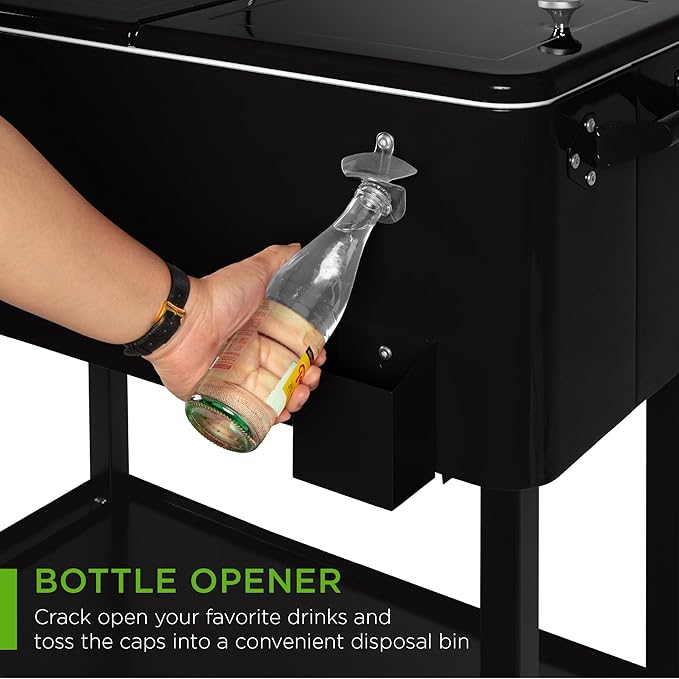 Best Choice Products 80-Quart Outdoor Steel Rolling Cooler Cart w/Ice Chest, Bottle Opener, Catch Tray, Drain Plug, Locking Wheels