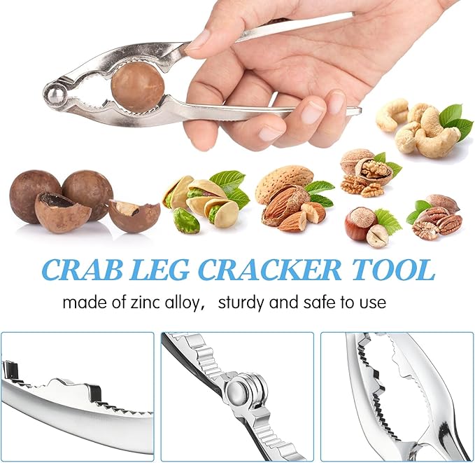 Zhehao Lobster Crackers and Picks Set Seafood Party Dinner Supplies Stainless Steel Crab Leg Tool with Seafood Fork and Bag Heavy Duty Nut Cracker Set Opener Shellfish for Kitchen Restaurant(81 Pcs)