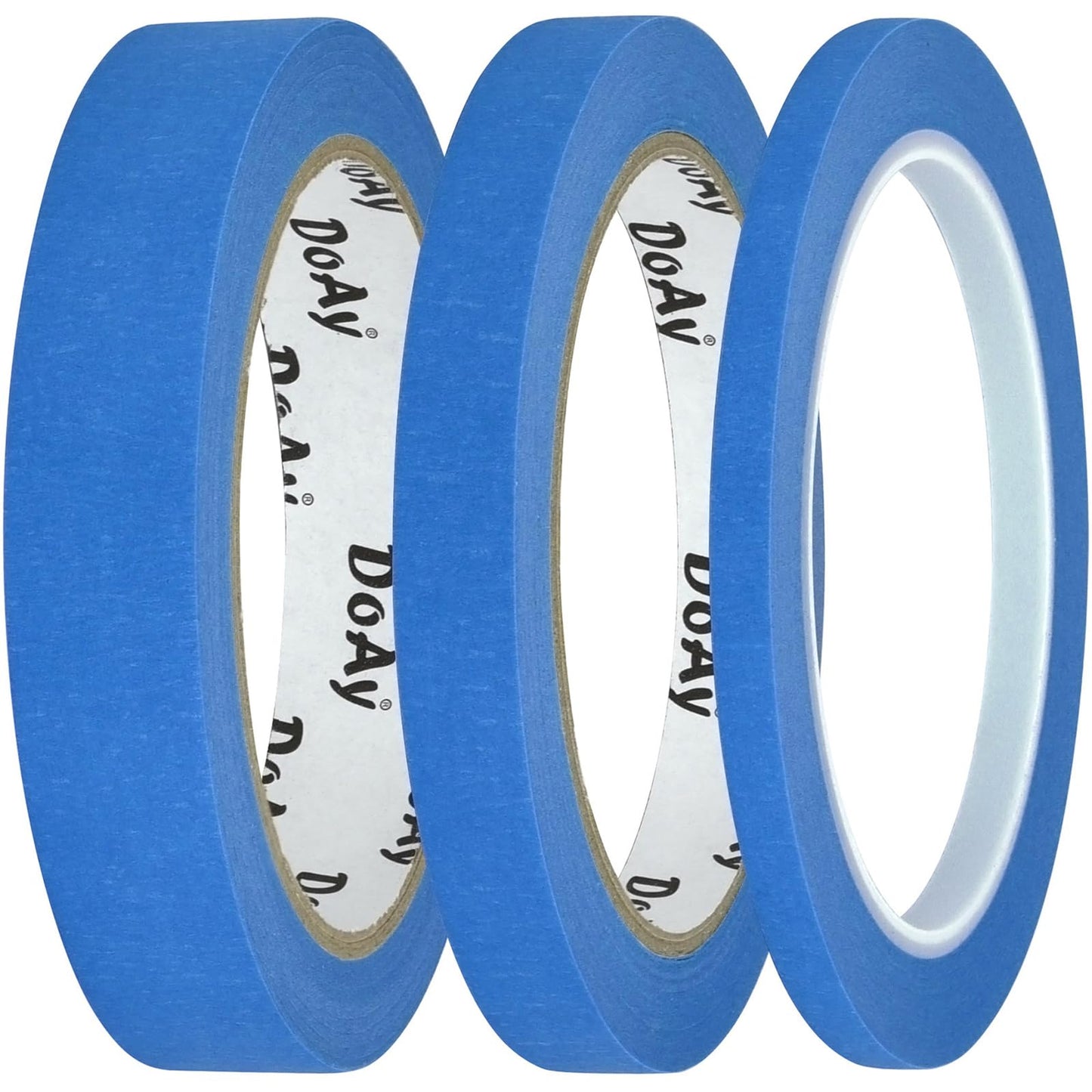 DOAY 3 Pack Blue Painters Tape - Masking Tape 0.75", 0.50", 0.25" Wide - Multi-Size Pack, Multi-Surface, Smart Adhesion - 270FT Total - Paint Tape for DIY, Labeling, Art, Car (#3910)