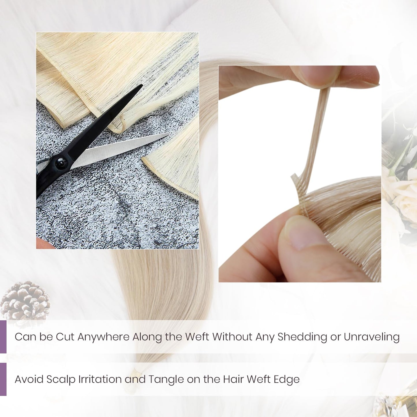 LaaVoo Genius Weft Hair Extensions Human Hair Blonde Sew in Weft Extensions Real Human Hair Blonde Highlights 25g 16 Inch