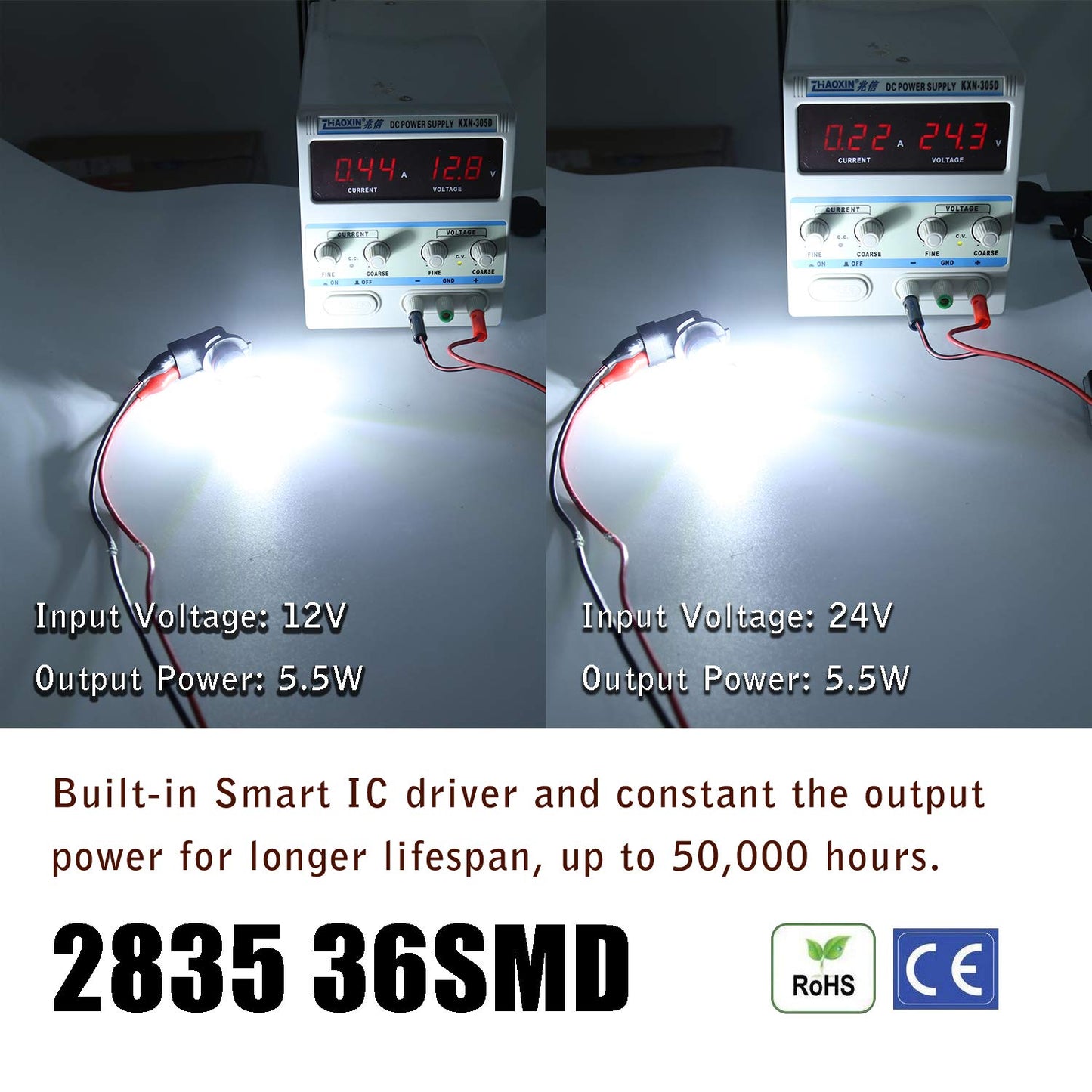 KISLED LED Fog Lights Bulbs, 3000lm, H8/H11, Aluminum, 6000K Xenon White, High Power 3030 Chips, Projector Lens