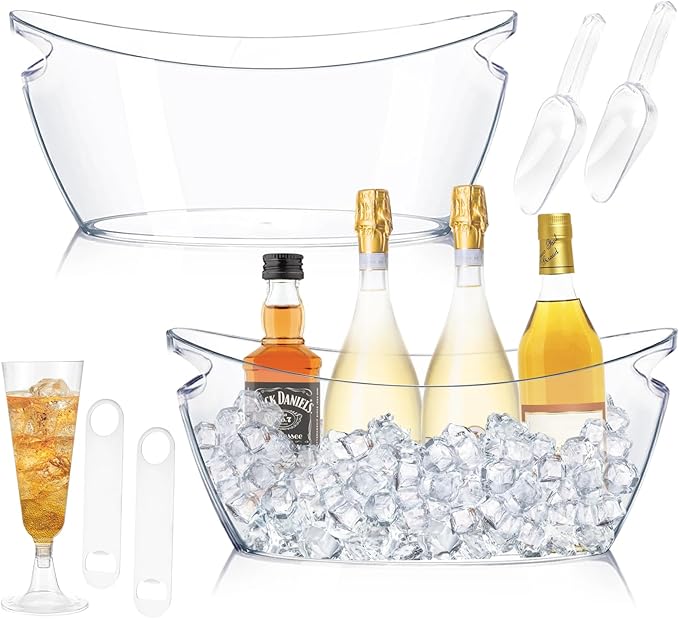 2Pcs Ice Bucket, 5.5L Clear Acrylic Champagne Bucket, Large Ice Buckets for Parties, Champagne Beverage Tubs, Mimosa Bar S...
