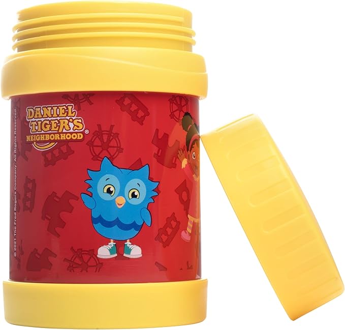 Daniel Tiger's Neighborhood Stainless Steel 13 oz Food Jar for Kids, Yellow-Vacuum Double Wall Insulated, Leak-Proof Jar- Keeps Liquids & Food Hot or Cold for Hours-Fits Inside Lunch Boxes & Bags
