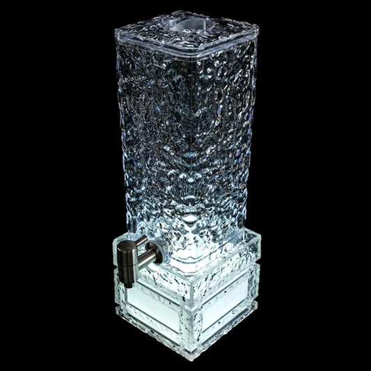 Drink Fountain for Parties, 3L/0.79Gal Square Beverage Containers with LED Lighting Stand & Faucet & Exquisite Pattern for...