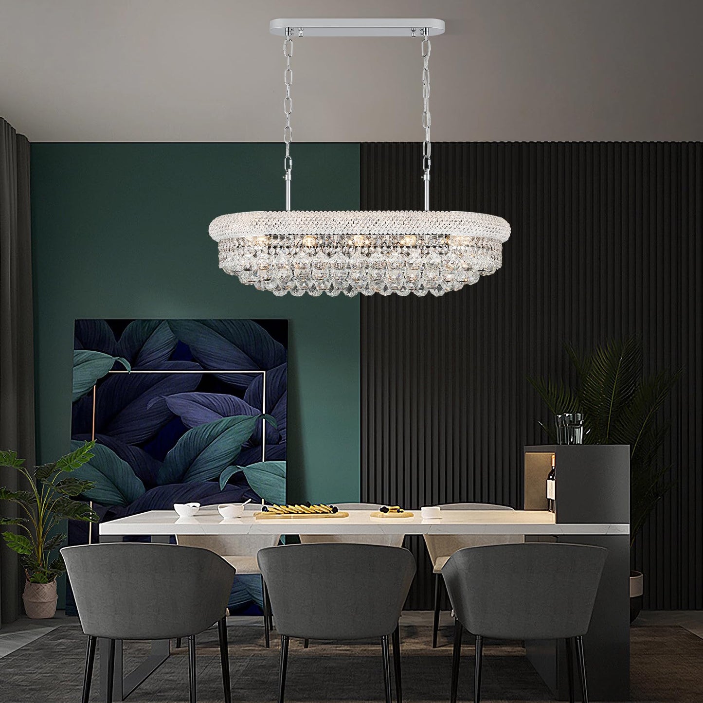 Crystal Chandeliers For Dining Room Light Fixtures Over Table  Modern Crystal Chandeliers For Kitchen Lsland  9 Lights Empire Style Chrome stylish Lighting Fixtures For Living Room Bar L31 Inch
