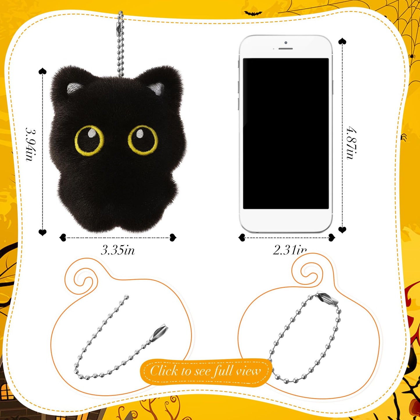 Tondiamo 5 Pcs Black Cat Keychain Plush Bag Charm Cute Kawaii Gifts for Christmas Halloween Accessories (Classic)