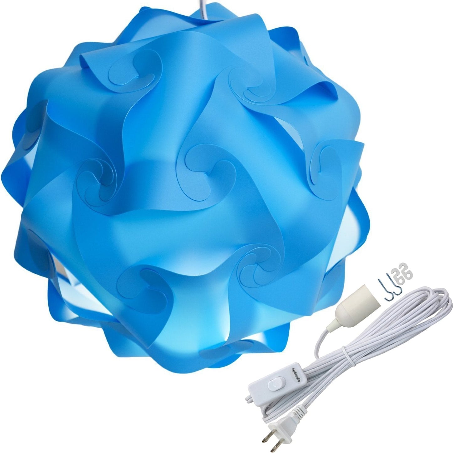 Lightingsky DIY Jigsaw Puzzle Lamp Shade Kit - Plastic Ceiling Pendant with 15 Feet Cord, XL-16 inch, Light Blue
