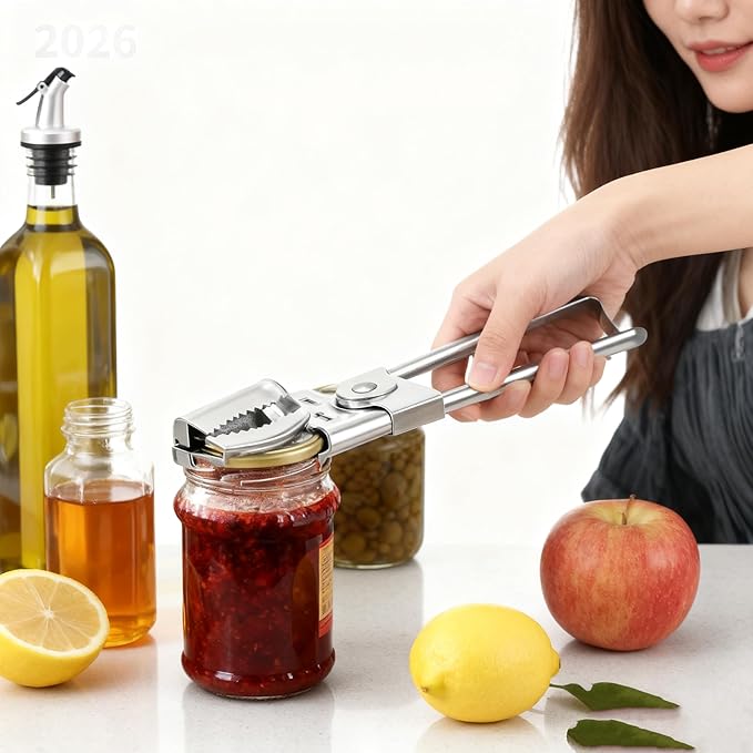 Adjustable Jar Opener for Stubborn Lids - One-Handed Grip, Effortless Opener for Jars & Bottles, Durable Stainless Steel Tool for Weak Hands (1)