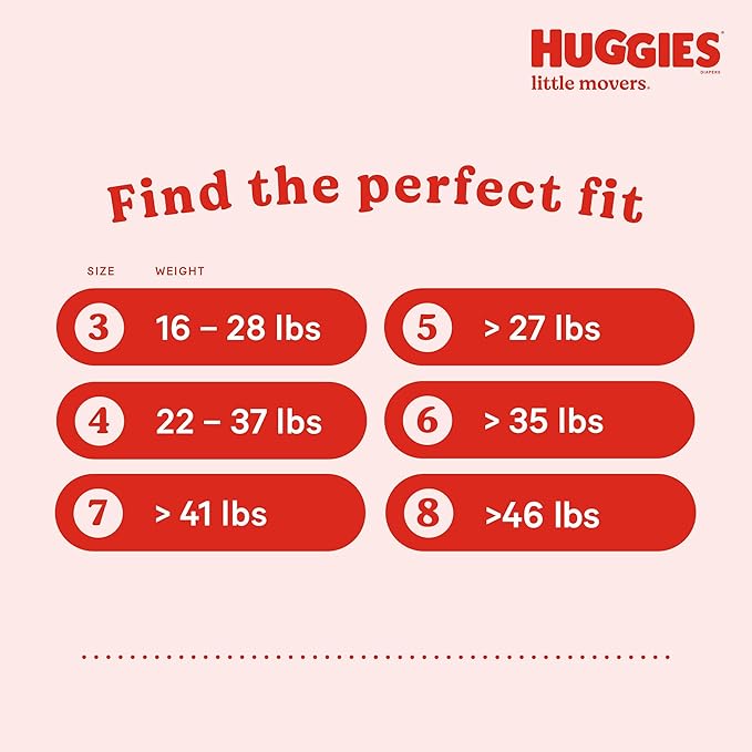 Huggies Size 8 Diapers, Little Movers Baby Diapers, Size 8 (46+ lbs), 72 Count