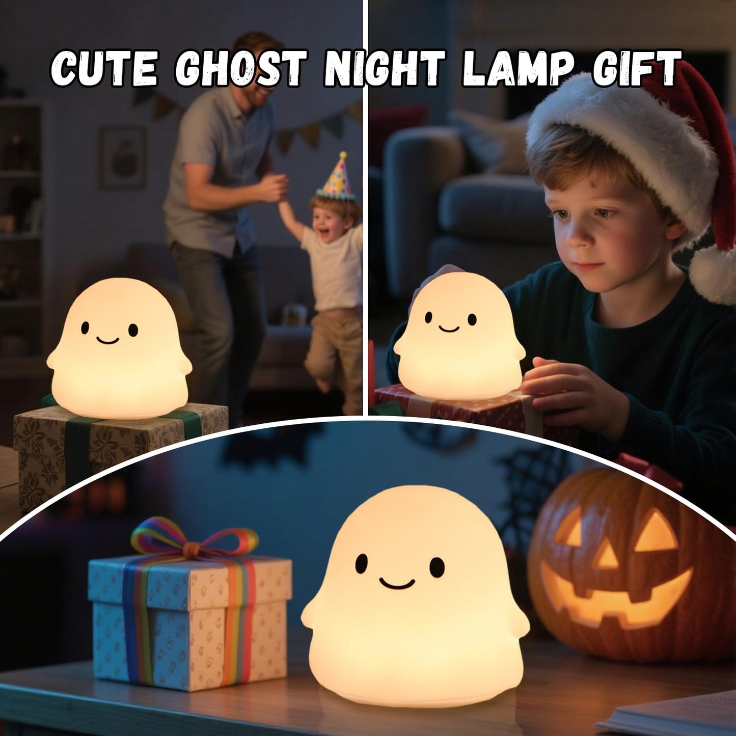 Rytinazzz Halloween Ghost Night Light  Kids Halloween Gifts - Cloud Nightlight  Halloween Decorations  Squishy Silicone  Dimmable  Rechargeable  30-Min Timer  Bedroom Nursery Bedside  Room Decor