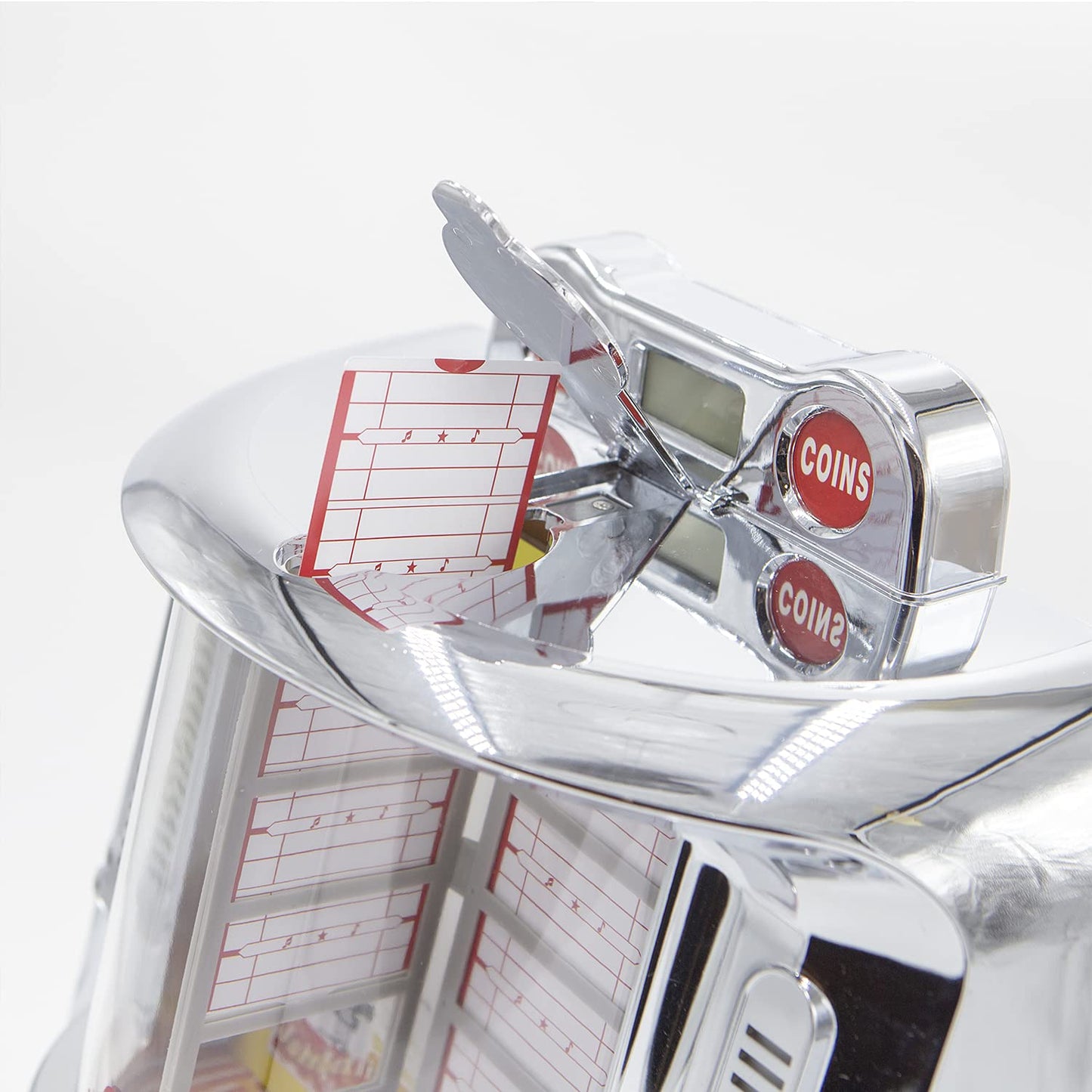 arkrocket Wall-O-Matic Jukebox Bluetooth Speaker FM Radio Retro Tabletop - Full Size 1:1, Silver Chrome, Model AR-WB01