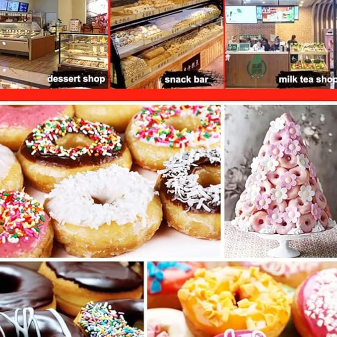 Automatic Donut Machine, Digital Donut Fryer,Donuts Making Machine Frying Mini Donuts Maker Adjustable Thickness Stainless Steel 5.5L Hopper 1750 unit/h,110V