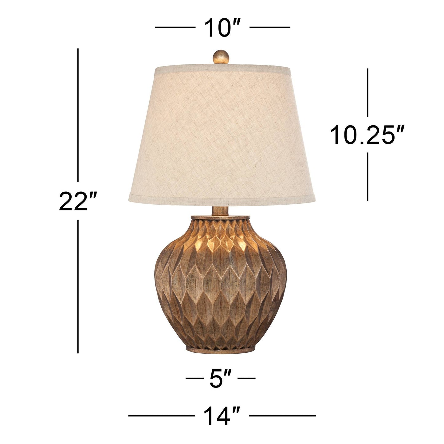 360 Lighting Buckhead Modern Accent Table Lamp 22 High Bronze Resin Urn With Tapered Fabric Shade For Bedroom Living Room Office