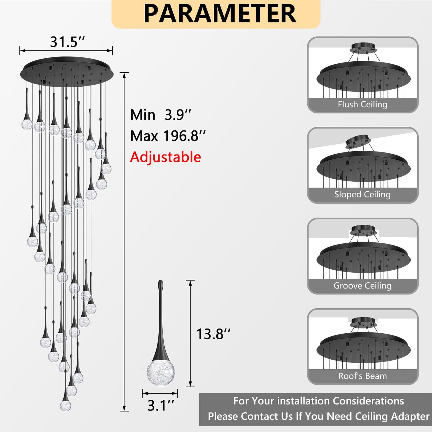 30 Light Modern Glam Crystal Chandelier For High Ceiling Led Dimmable Ceiling Pendant Light Staircase Foyer Enterway Living Room Chandelier Lighting Antique Black